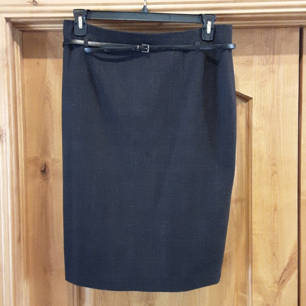 Dark Gray Pencil Skirt with Belt | Amanda + Chelsea